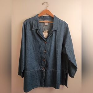 Main Street Classics- Blue Denim Blouse- Size XL/XXL